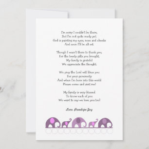 Elephant baby shower bedankt je notities / paarse 
