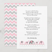 Elephant baby shower bedankt je notities / roze gr (Voorkant / Achterkant)