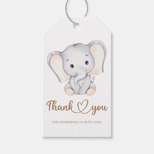 Elephant baby shower bedankt labels cadeaulabel (Voorkant)