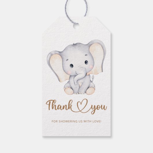 Elephant baby shower bedankt labels cadeaulabel (Achterkant)