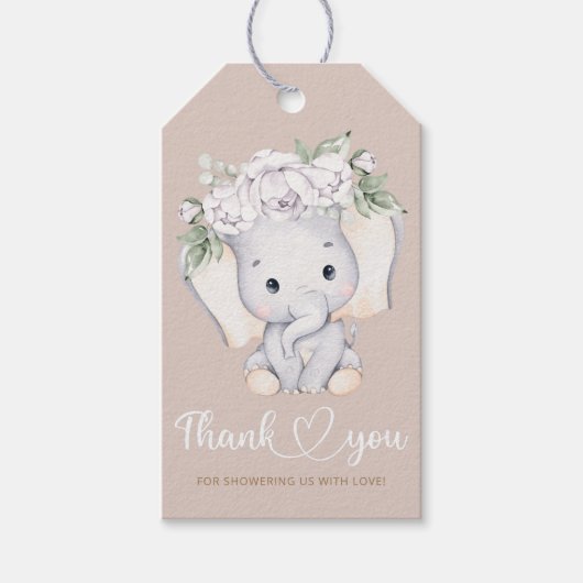 Elephant baby shower bedankt labels cadeaulabel (Voorkant)