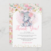 Elephant Baby shower Bedankt voor je kaarten (Voorkant / Achterkant)