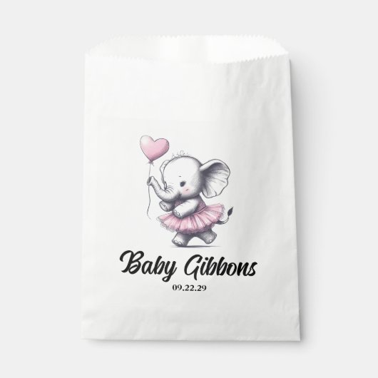 Elephant Baby shower Bedankzakje (Voorkant)