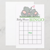 Elephant baby shower bingo (Voorkant / Achterkant)