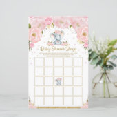 Elephant Baby shower Bingo Game Activity Baby Girl (Staand voorkant)