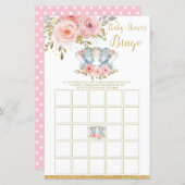 Elephant Baby shower Bingo Game Activity Twin Girl (Voorkant / Achterkant)