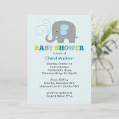 Elephant Baby shower - blauw Kaart (Staand voorkant)