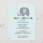 Elephant Baby shower - blauw Kaart (Voorkant / Achterkant)