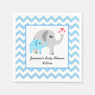 Elephant Baby shower Blue and White Servet