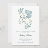 Elephant Baby shower Blue Baby Boy Kaart (Voorkant)