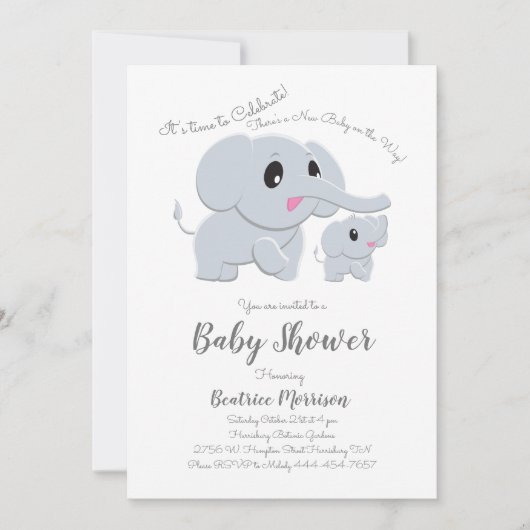 Elephant Baby shower Blue Boy Kaart (Voorkant)