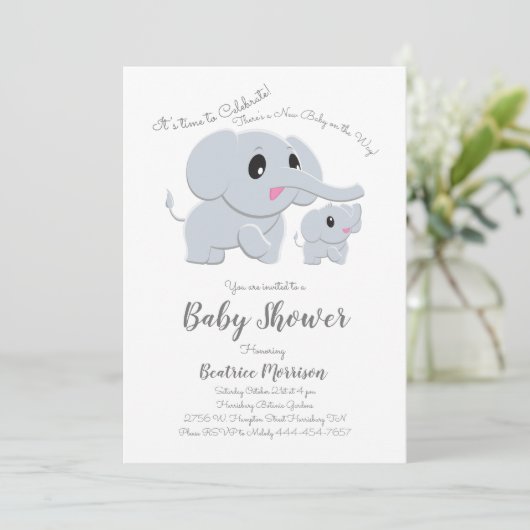 Elephant Baby shower Blue Boy Kaart (Staand voorkant)
