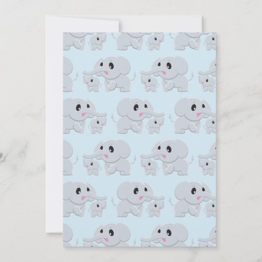 Elephant Baby shower Blue Boy Kaart (Achterkant)