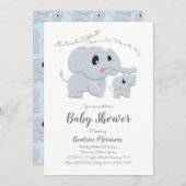 Elephant Baby shower Blue Boy Kaart (Voorkant / Achterkant)