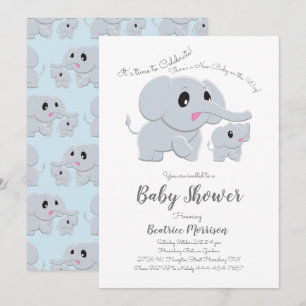 Elephant Baby shower Blue Boy Kaart