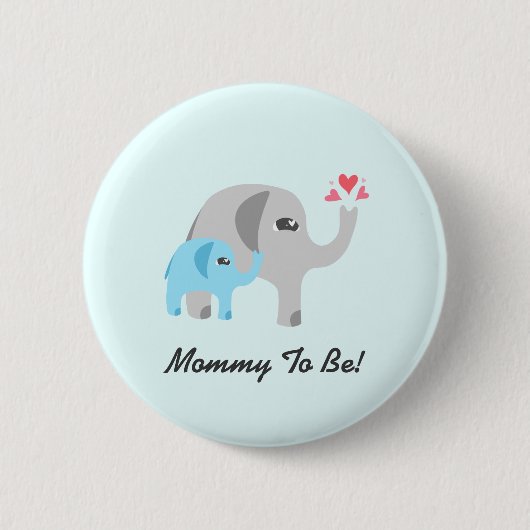 Elephant Baby shower Blue Ronde Button 5,7 Cm (Voorkant)