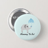 Elephant Baby shower Blue Umbrella Ronde Button 5,7 Cm (Voorkant /achterkant)