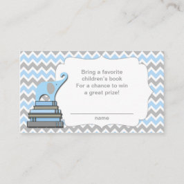 Elephant Baby shower boek loterij tickets blauw Informatiekaartje