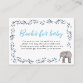 Elephant Baby shower Boeken voor baby blauw Informatiekaartje