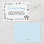 Elephant Baby shower Boeken voor baby blauw Informatiekaartje (Voorkant / Achterkant)