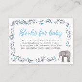 Elephant Baby shower Boeken voor baby blauw Informatiekaartje (Voorkant)