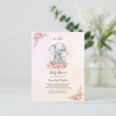 Elephant Baby shower Boho Chic Coral Waterverf Briefkaart (Staand voorkant)