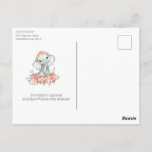Elephant Baby shower Boho Chic Coral Waterverf Briefkaart (Achterkant)