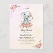 Elephant Baby shower Boho Chic Coral Waterverf Briefkaart (Voorkant)