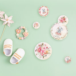 Elephant Baby shower Boho Chic Coral Waterverf Confetti