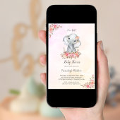 Elephant Baby shower Boho Chic Coral Waterverf Kaart