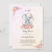 Elephant Baby shower Boho Chic Coral Waterverf Kaart (Voorkant)