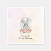 Elephant Baby shower Boho Chic Coral Waterverf Servet (Voorkant)