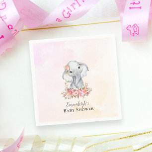 Elephant Baby shower Boho Chic Coral Waterverf Servet