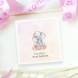 Elephant Baby shower Boho Chic Coral Waterverf Servet