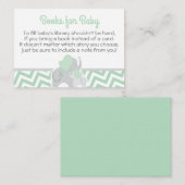 Elephant Baby shower Book Card Mint Green Chevron Plaatskaartje (Voorkant / Achterkant)
