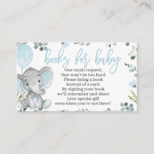 Elephant Baby shower Book Request Card for a Boy Informatiekaartje