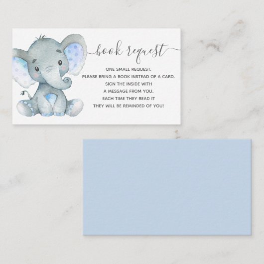 Elephant Baby shower Book Request Enclosure Kaart (Voorkant / Achterkant)