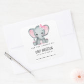 Elephant Baby shower Bookplaat Vierkante Sticker (Envelop)