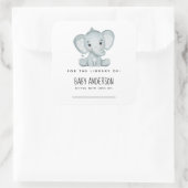 Elephant Baby shower Bookplaat Vierkante Sticker (Tas)