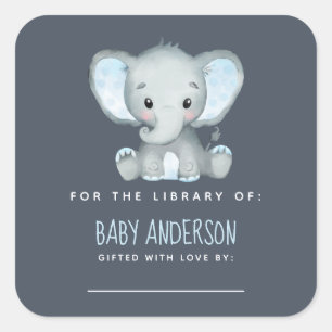 Elephant Baby shower Bookplaat Vierkante Sticker