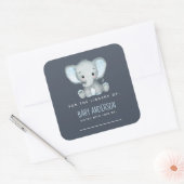 Elephant Baby shower Bookplaat Vierkante Sticker (Envelop)