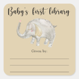 Elephant Baby shower bookplate, boeken voor baby Vierkante Sticker