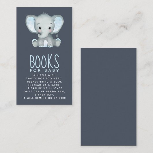 Elephant Baby shower Books for Baby Enclosure Ca Informatiekaartje (Voorkant / Achterkant)