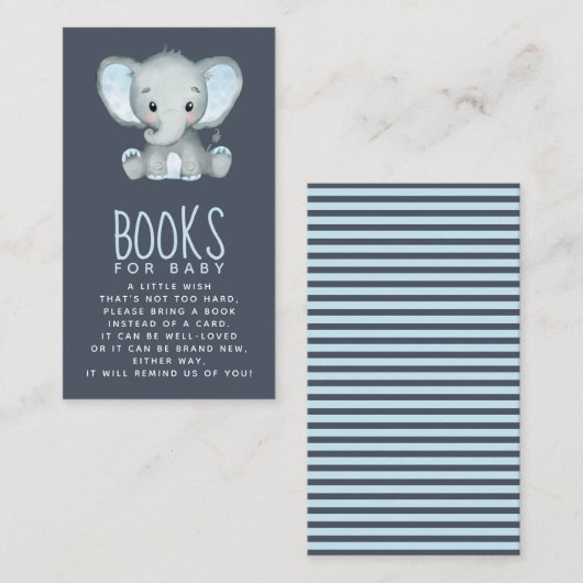 Elephant Baby shower Books for Baby Informatiekaartje (Voorkant / Achterkant)
