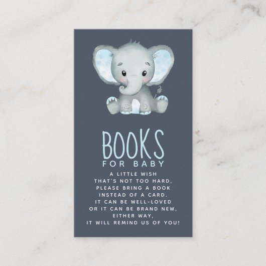 Elephant Baby shower Books for Baby Informatiekaartje (Voorkant)