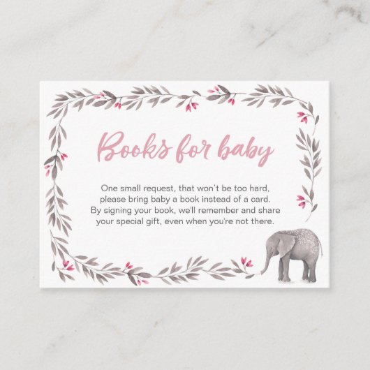 Elephant Baby shower Books for baby Informatiekaartje (Voorkant)