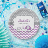 Elephant Baby shower Bord, BEWERKBARE KLEUR Papieren Bordje (Feest)
