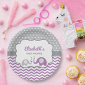 Elephant Baby shower Bord, BEWERKBARE KLEUR Papieren Bordje (Feest)