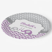 Elephant Baby shower Bord, BEWERKBARE KLEUR Papieren Bordje (Gekanteld)