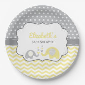 Elephant Baby shower Bord, BEWERKBARE KLEUR Papieren Bordje (Voorkant)